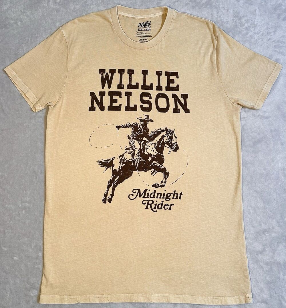 American Needle Men's L Tan Willie Nelson Midnight Rider Graphic T-Shirt